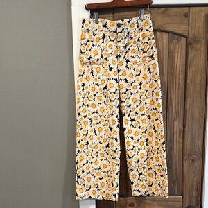 Anthropologie Maeve Collette Linen Blend Pants Daisy Print